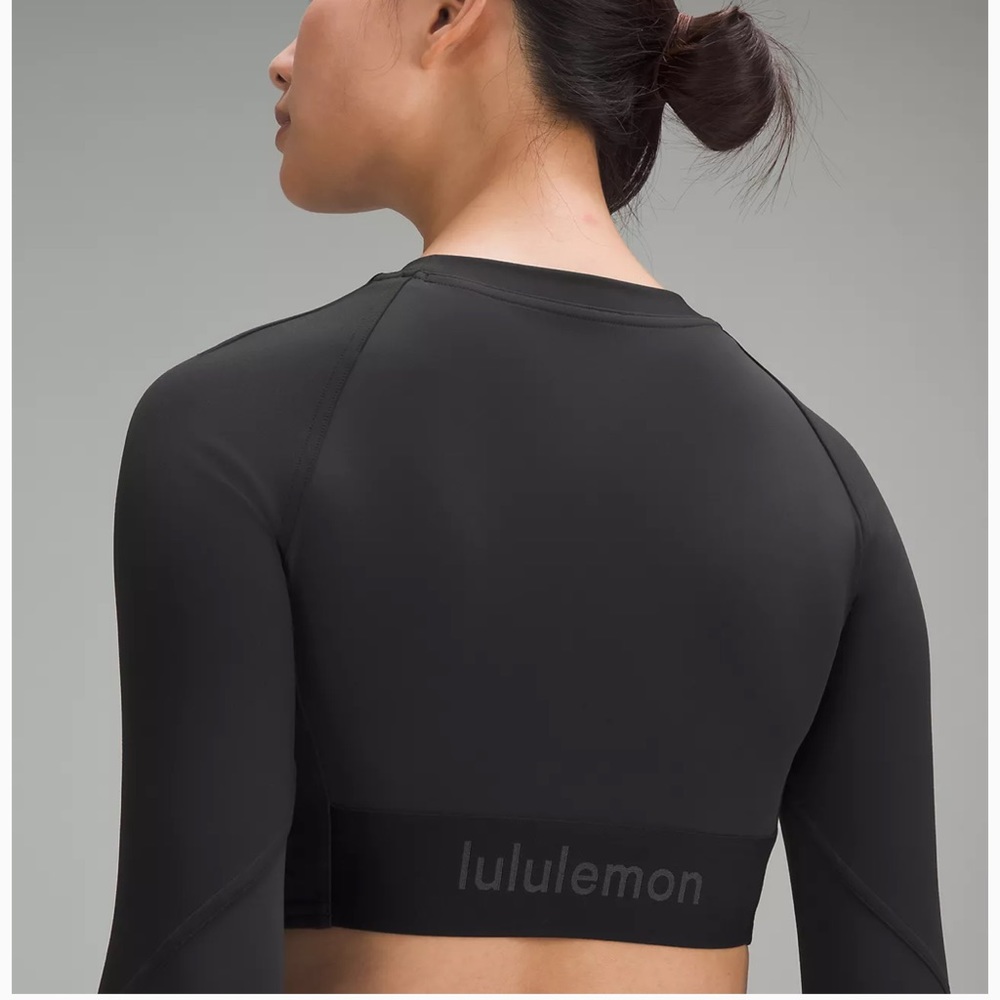 LULULEMON LOGO ELASTIC CROPPED LONG SLEEVE EVERLUX TRAINING SHIRT 14